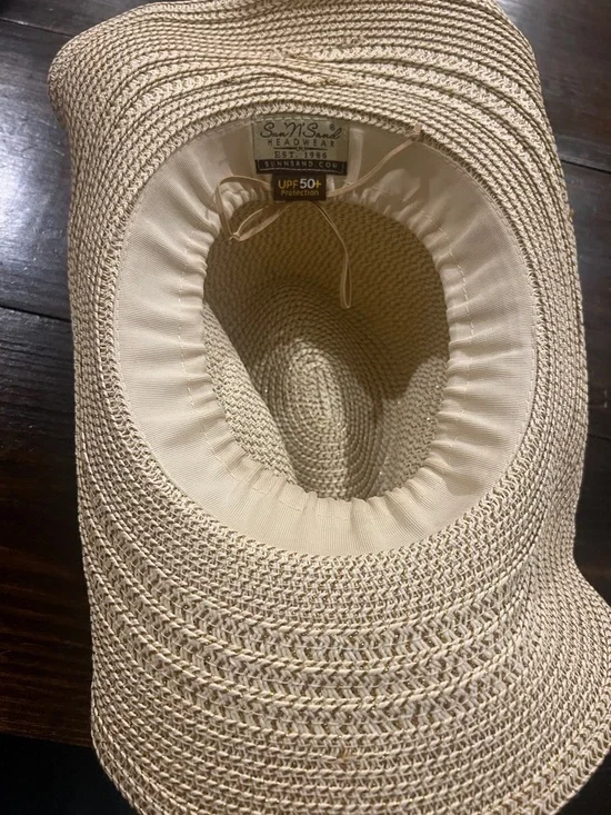 Women’s Straw Sun N Sand Hat UPF 50 - Beige with Braided Band - Picture 5 of 5